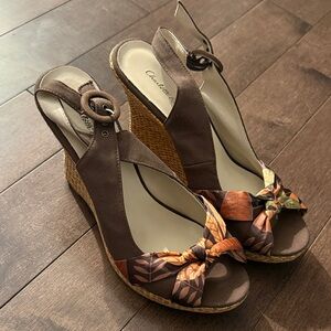 Charlotte Russe Brown Wedge Sandals with Bow